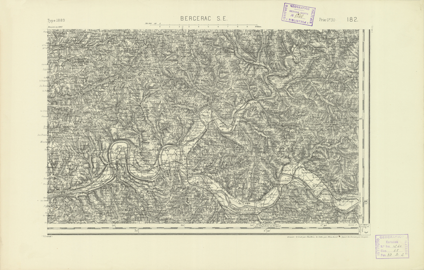 (N:22329) CARTE DE FRANCE - BERGERAC S.E. (B0018924) Carte e stampe antiche: riproduzione a colori su carta (formato A2)
