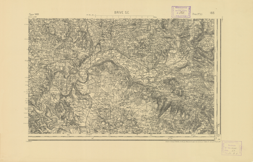 (N:22333) CARTE DE FRANCE - BRIVE S.E. (B0018928) Carte e stampe antiche: riproduzione a colori su carta (formato A2)