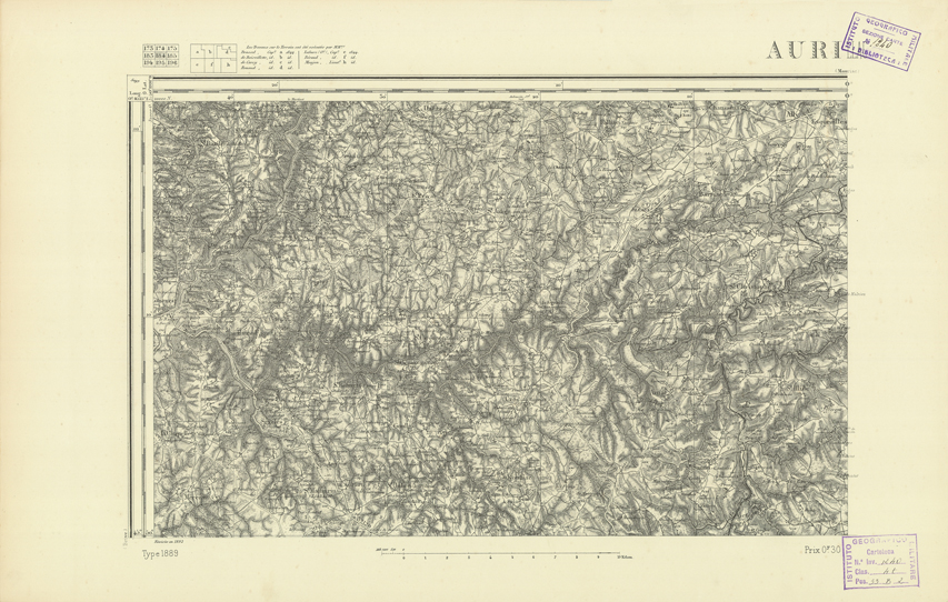 (N:22335) CARTE DE FRANCE - AURILLAC (B0018930) Carte e stampe antiche: riproduzione a colori su carta (formato A2)