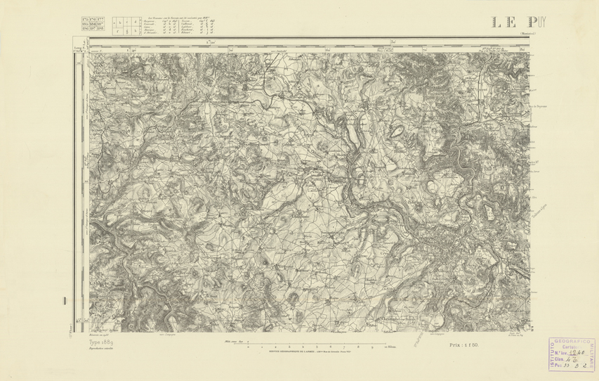 (N:22343) CARTE DE FRANCE - LE PUY (B0018938) Carte e stampe antiche: riproduzione a colori su carta (formato A2)