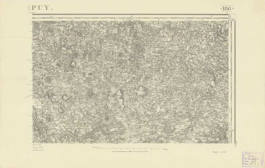 (N:22344) CARTE DE FRANCE - LE PUY (B0018939) Carte e stampe antiche: riproduzione a colori su carta (formato A2)