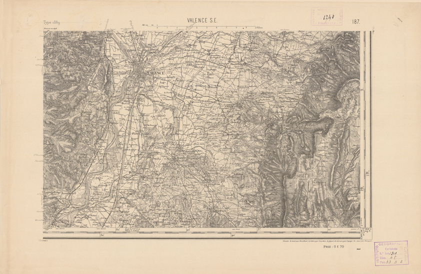 (N:22349) CARTE DE FRANCE - VALENCE S.E. (B0018944) Carte e stampe antiche: riproduzione a colori su carta (formato A2)