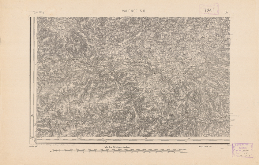 (N:22350) CARTE DE FRANCE - VALENCE S.O. (B0018945) Carte e stampe antiche: riproduzione a colori su carta (formato A2)