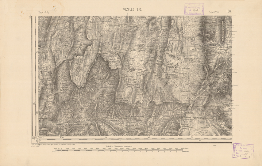 (N:22371) CARTE DE FRANCE - VIZILLE S.O. (B0018949) Carte e stampe antiche: riproduzione a colori su carta (formato A2)
