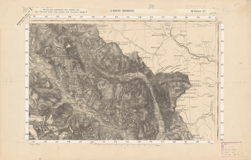 (N:22372) CARTE DE FRANCE - BRIANCON N.E. (B0018950) Carte e stampe antiche: riproduzione a colori su carta (formato A2)