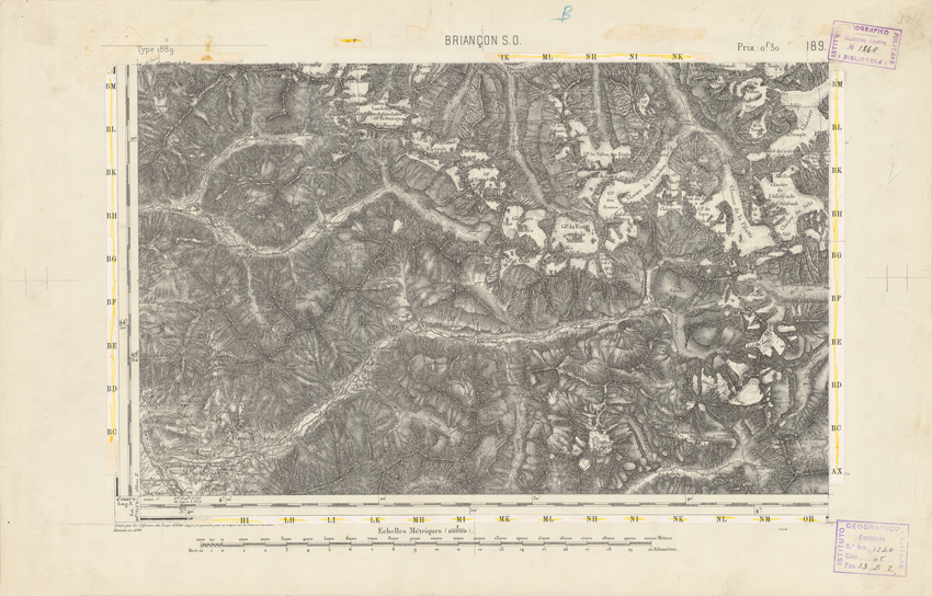 (N:22374) CARTE DE FRANCE - BRIANCON S.O. (B0018952) Carte e stampe antiche: riproduzione a colori su carta (formato A2)