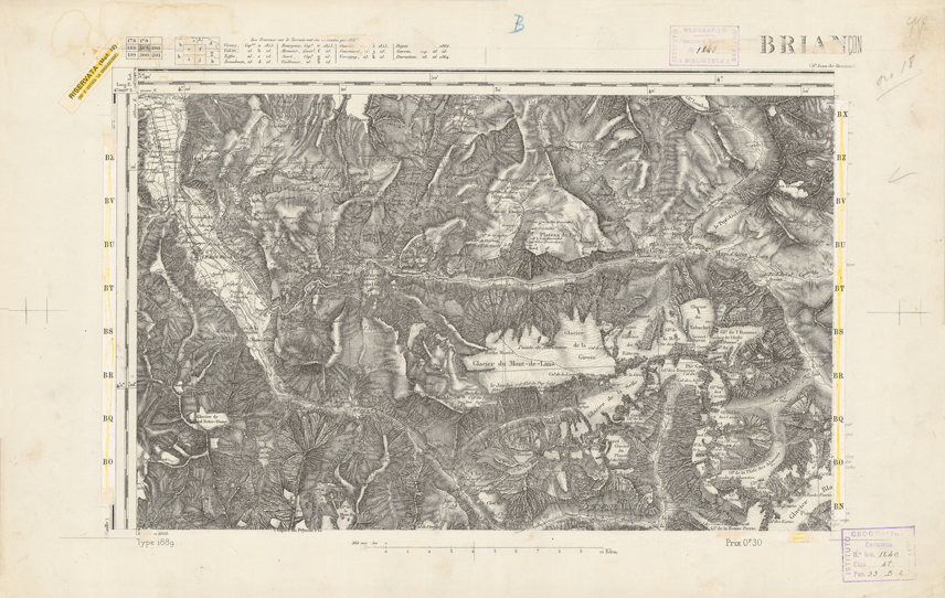 (N:22375) CARTE DE FRANCE - BRIANCON (B0018953) Carte e stampe antiche: riproduzione a colori su carta (formato A2)
