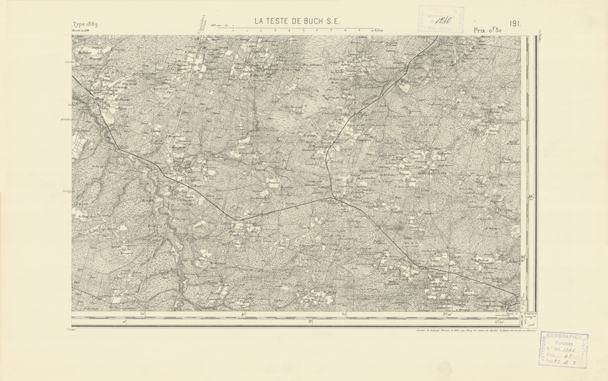 (N:22379) CARTE DE FRANCE - LA TESTE DE BUCH S.E. (B0018957) Carte e stampe antiche: riproduzione a colori su carta (formato A2)