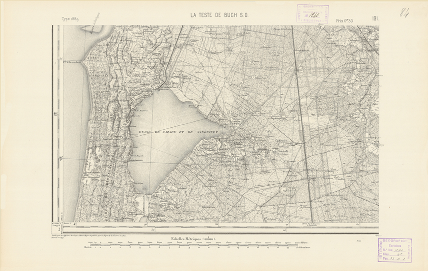 (N:22380) CARTE DE FRANCE - LA TESTE DE BUCH S.O. (B0018958) Carte e stampe antiche: riproduzione a colori su carta (formato A2)