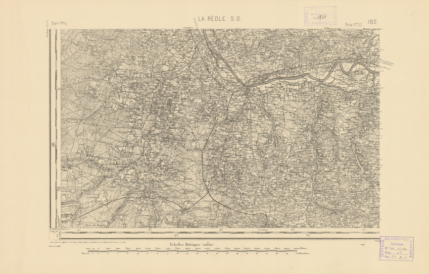 (N:22384) CARTE DE FRANCE - LA REOLA S.O. (B0018962) Carte e stampe antiche: riproduzione a colori su carta (formato A2)