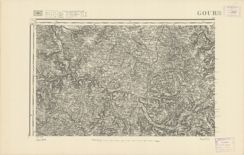 (N:22355) CARTE DE FRANCE - GOURDON (B0018967) Carte e stampe antiche: riproduzione a colori su carta (formato A2)