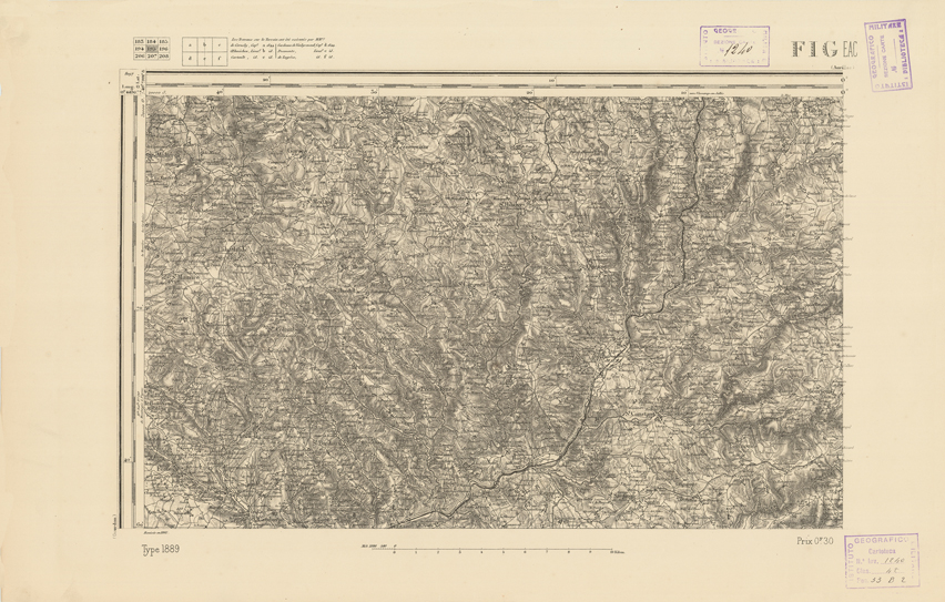 (N:22359) CARTE DE FRANCE - FIGEAC (B0018971) Carte e stampe antiche: riproduzione a colori su carta (formato A2)