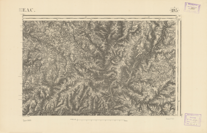 (N:22360) CARTE DE FRANCE - FIGEAC (B0018972) Carte e stampe antiche: riproduzione a colori su carta (formato A2)