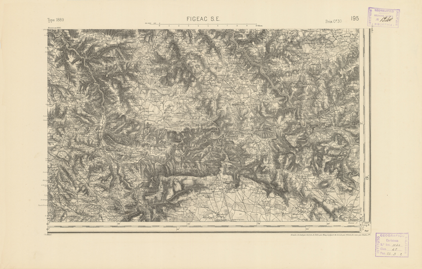 (N:22361) CARTE DE FRANCE - FIGEAC S.E. (B0018973) Carte e stampe antiche: riproduzione a colori su carta (formato A2)