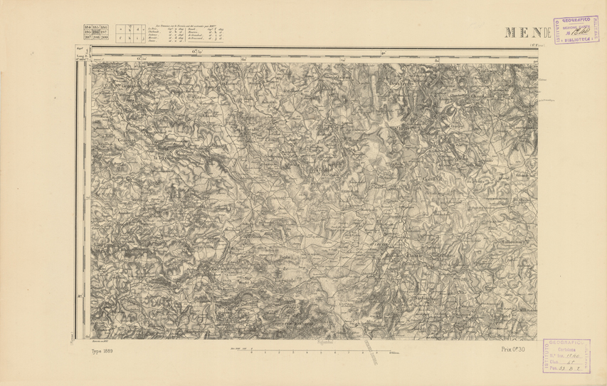 (N:22363) CARTE DE FRANCE - MENDE (B0018975) Carte e stampe antiche: riproduzione a colori su carta (formato A2)