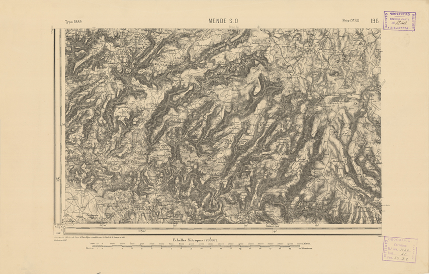 (N:22366) CARTE DE FRANCE - MENDE S.O. (B0018978) Carte e stampe antiche: riproduzione a colori su carta (formato A2)