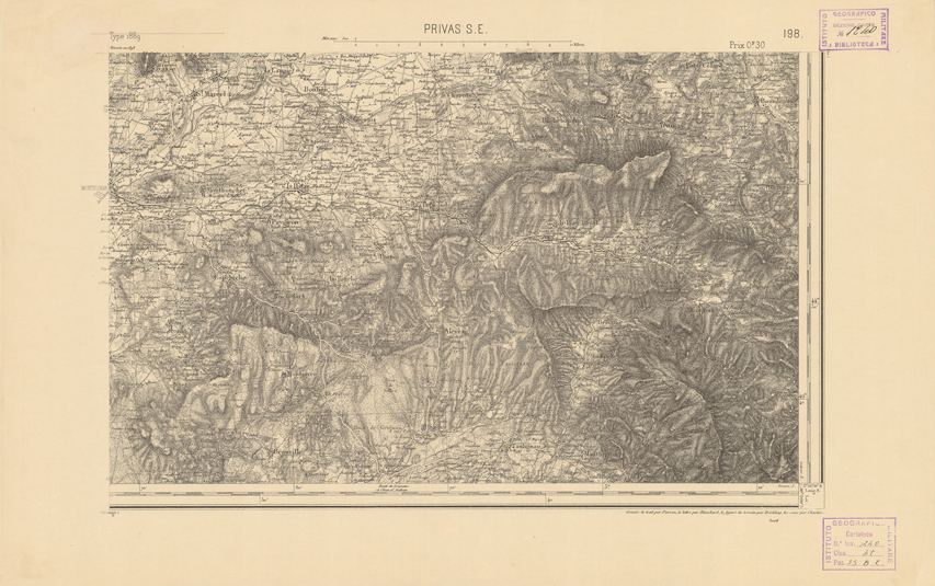 (N:22391) CARTE DE FRANCE - PRIVAS S.E. (B0018986) Carte e stampe antiche: riproduzione a colori su carta (formato A2)