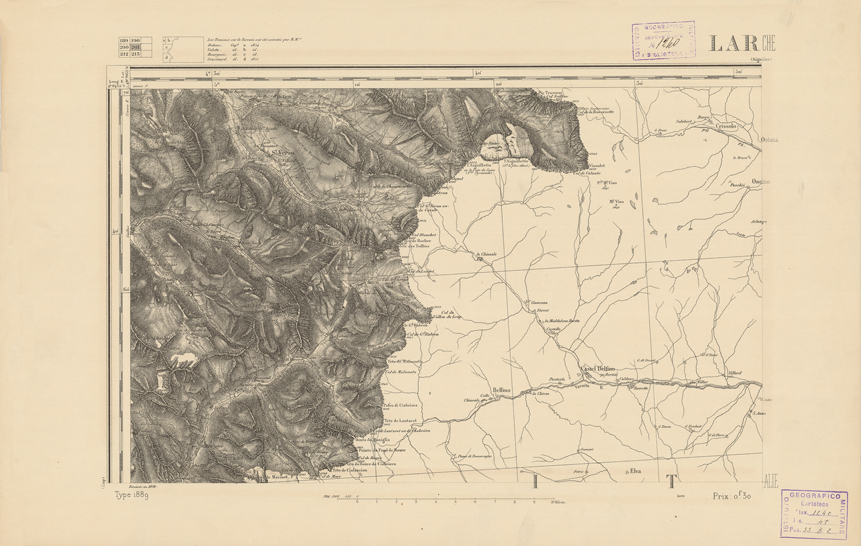 (N:22400) CARTE DE FRANCE - LARCHE (B0018995) Carte e stampe antiche: riproduzione a colori su carta (formato A2)