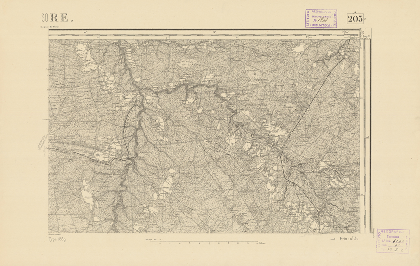 (N:22405) CARTE DE FRANCE - SORE (B0019000) Carte e stampe antiche: riproduzione a colori su carta (formato A2)