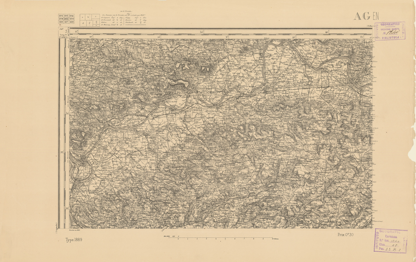 (N:22412) CARTE DE FRANCE - AGEN (B0019007) Carte e stampe antiche: riproduzione a colori su carta (formato A2)