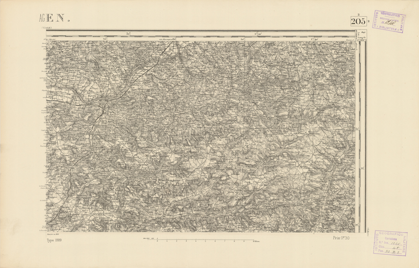 (N:22413) CARTE DE FRANCE - AGEN (B0019008) Carte e stampe antiche: riproduzione a colori su carta (formato A2)