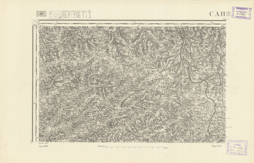 (N:22416) CARTE DE FRANCE - CAHORS (B0019011) Carte e stampe antiche: riproduzione a colori su carta (formato A2)