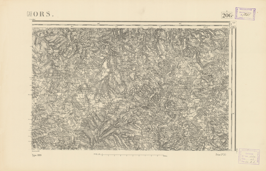 (N:22417) CARTE DE FRANCE - CAHORS (B0019012) Carte e stampe antiche: riproduzione a colori su carta (formato A2)
