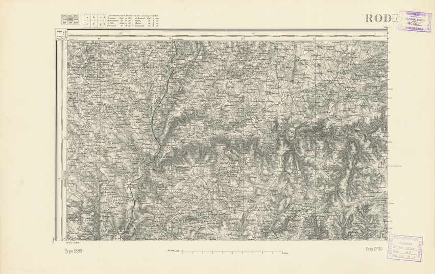(N:22420) CARTE DE FRANCE - RODEZ (B0019015) Carte e stampe antiche: riproduzione a colori su carta (formato A2)