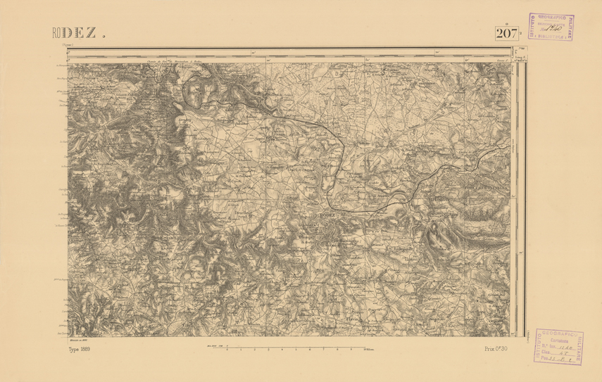 (N:22421) CARTE DE FRANCE - RODEZ (B0019016) Carte e stampe antiche: riproduzione a colori su carta (formato A2)