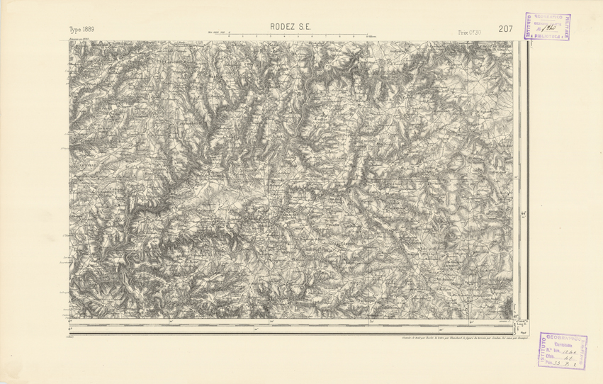 (N:22422) CARTE DE FRANCE - RODEZ S.E. (B0019017) Carte e stampe antiche: riproduzione a colori su carta (formato A2)