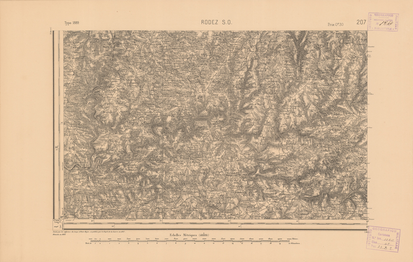 (N:22423) CARTE DE FRANCE - RODEZ S.O. (B0019018) Carte e stampe antiche: riproduzione a colori su carta (formato A2)