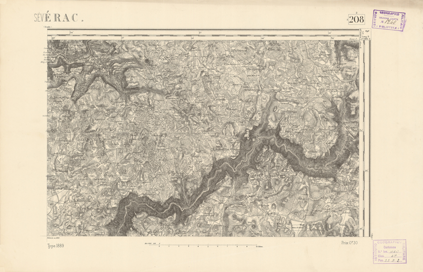 (N:22425) CARTE DE FRANCE - SEVERAC (B0019020) Carte e stampe antiche: riproduzione a colori su carta (formato A2)