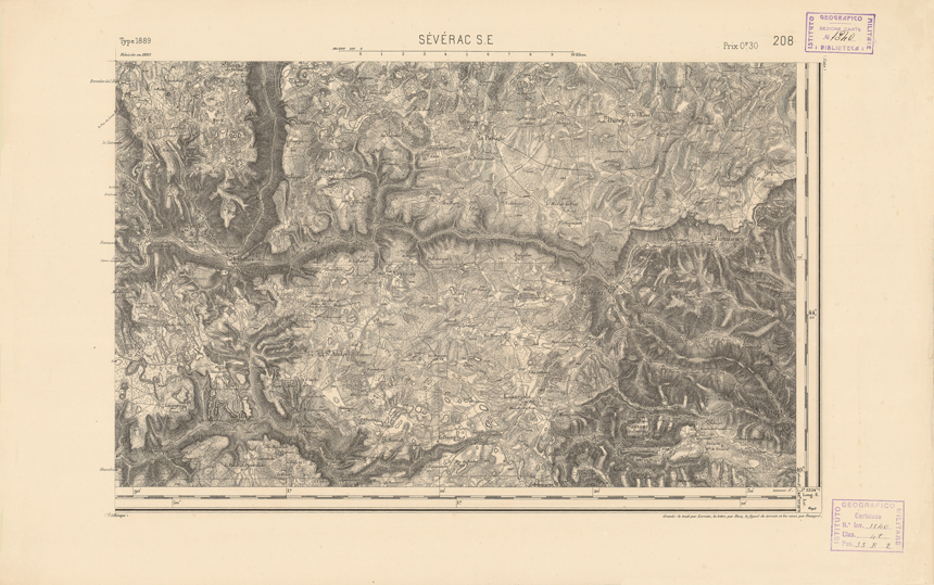 (N:22426) CARTE DE FRANCE - SEVERAC S.E. (B0019021) Carte e stampe antiche: riproduzione a colori su carta (formato A2)