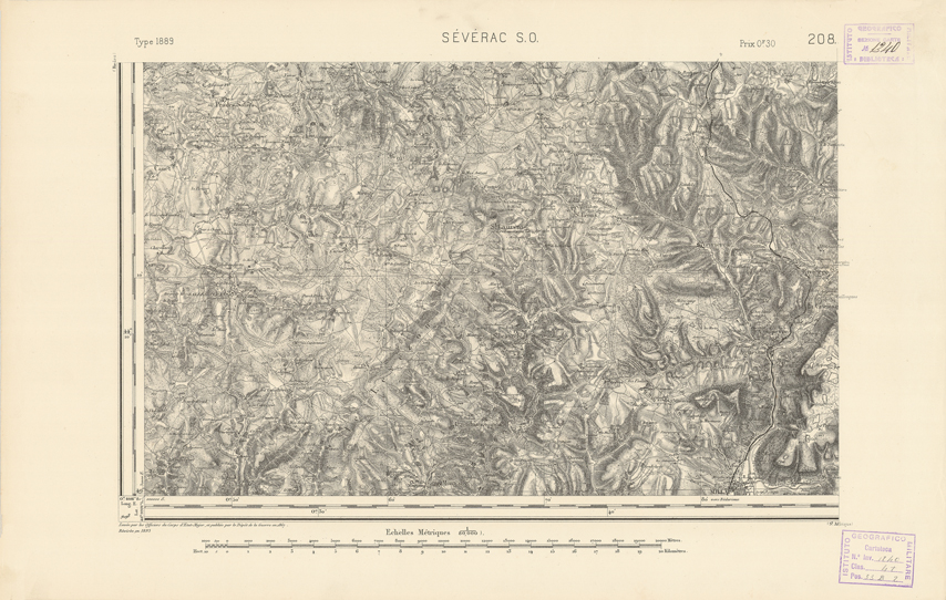 (N:22427) CARTE DE FRANCE - SEVERAC (B0019022) Carte e stampe antiche: riproduzione a colori su carta (formato A2)