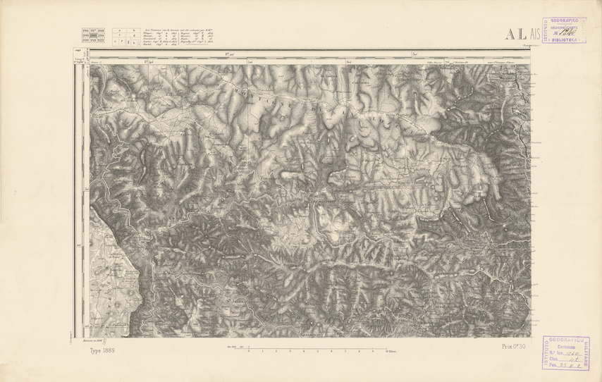 (N:22428) CARTE DE FRANCE - ALAIS (B0019023) Carte e stampe antiche: riproduzione a colori su carta (formato A2)