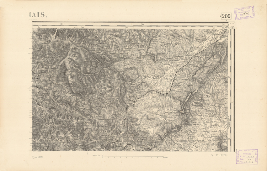(N:22429) CARTE DE FRANCE - ALAIS (B0019024) Carte e stampe antiche: riproduzione a colori su carta (formato A2)