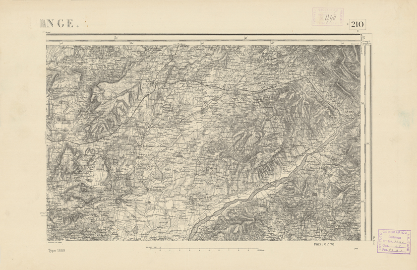 (N:22433) CARTE DE FRANCE - ORANGE (B0019028) Carte e stampe antiche: riproduzione a colori su carta (formato A2)