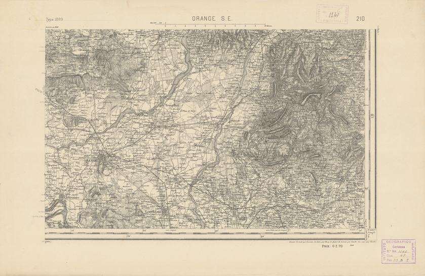 (N:22435) CARTE DE FRANCE - ORANGE S.E. (B0019030) Carte e stampe antiche: riproduzione a colori su carta (formato A2)