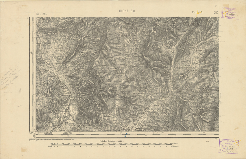 (N:22442) CARTE DE FRANCE - DIGNE S.O. (B0019037) Carte e stampe antiche: riproduzione a colori su carta (formato A2)