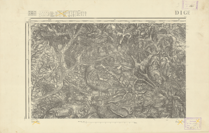 (N:22443) CARTE DE FRANCE - DIGNE (B0019038) Carte e stampe antiche: riproduzione a colori su carta (formato A2)