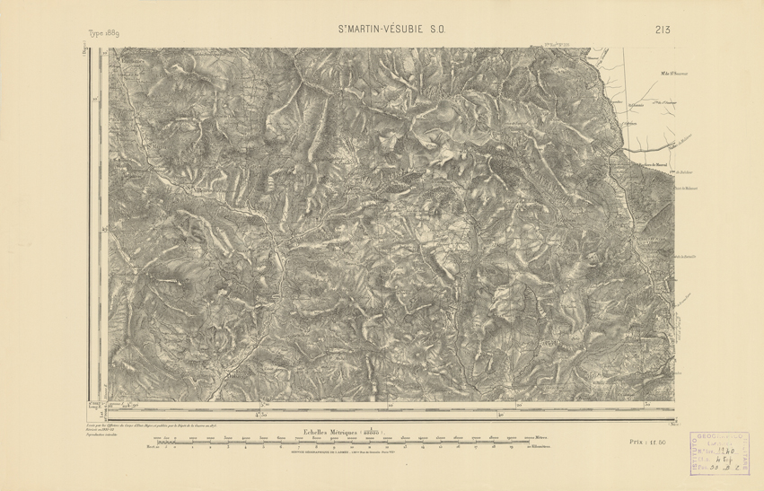 (N:22446) CARTE DE FRANCE - SAINT MARTIN VESUBIE S.O. (B0019041) Carte e stampe antiche: riproduzione a colori su carta (formato A2)