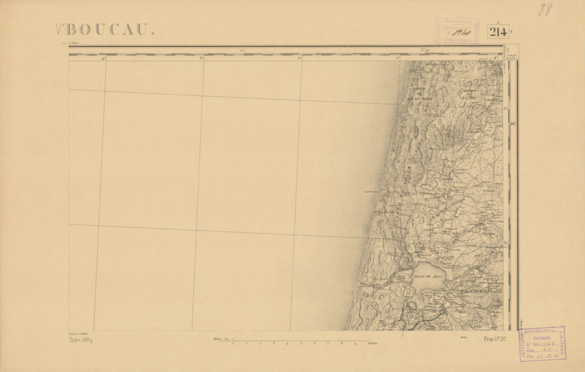 (N:22447) CARTE DE FRANCE - VIEUX BOUCAU (B0019042) Carte e stampe antiche: riproduzione a colori su carta (formato A2)