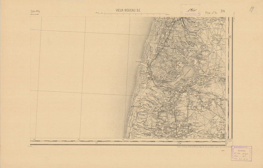 (N:22448) CARTE DE FRANCE - VIEUX BOUCAU S.E. (B0019043) Carte e stampe antiche: riproduzione a colori su carta (formato A2)