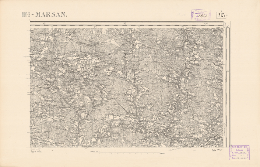 (N:22450) CARTE DE FRANCE - MONT DE MARSAN (B0019045) Carte e stampe antiche: riproduzione a colori su carta (formato A2)