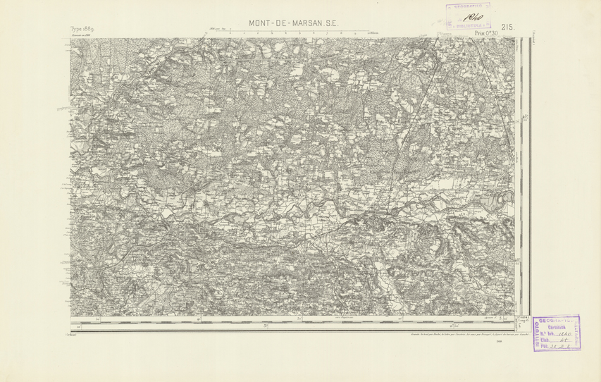 (N:22451) CARTE DE FRANCE - MONT DE MARSAN S.E. (B0019046) Carte e stampe antiche: riproduzione a colori su carta (formato A2)