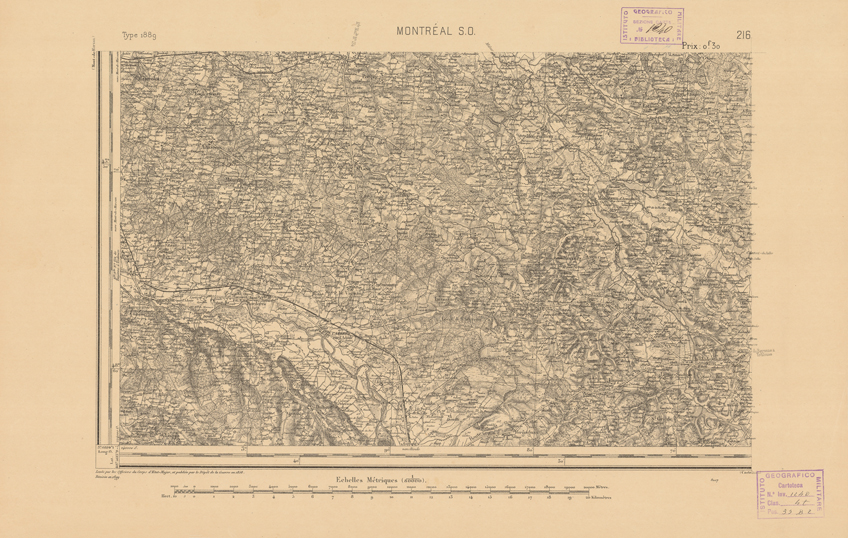 (N:22456) CARTE DE FRANCE - MONTREAL S.O. (B0019051) Carte e stampe antiche: riproduzione a colori su carta (formato A2)