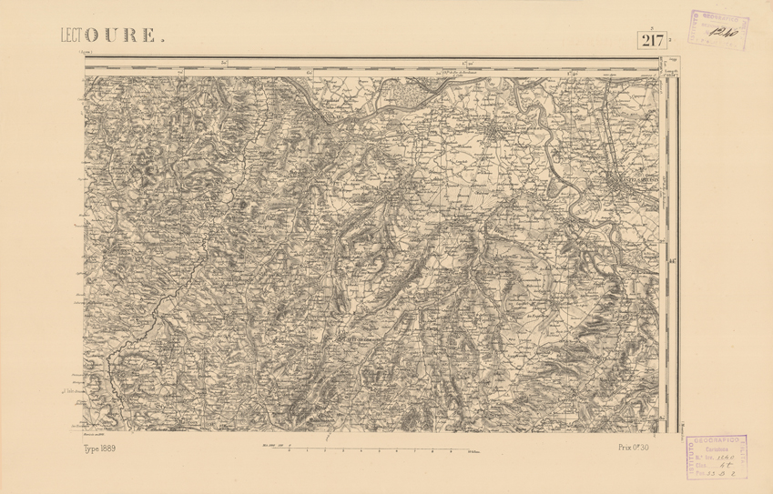 (N:22458) CARTE DE FRANCE - LECTOURE (B0019053) Carte e stampe antiche: riproduzione a colori su carta (formato A2)