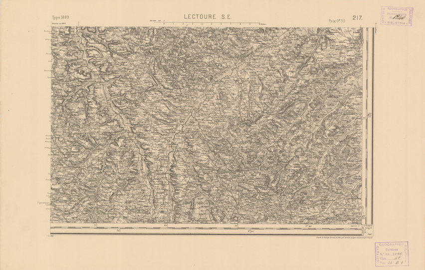 (N:22459) CARTE DE FRANCE - LECTOURE S.E. (B0019054) Carte e stampe antiche: riproduzione a colori su carta (formato A2)
