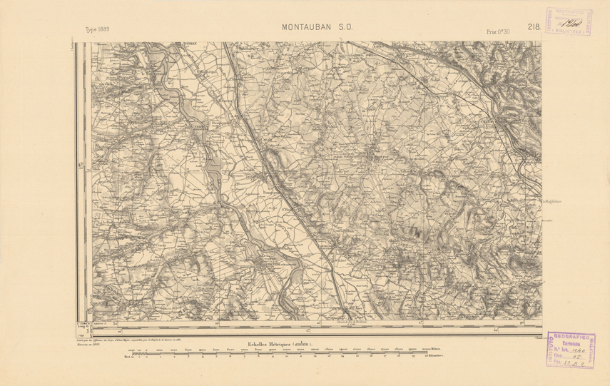 (N:22464) CARTE DE FRANCE - MONTAUBAN S.O. (B0019059) Carte e stampe antiche: riproduzione a colori su carta (formato A2)
