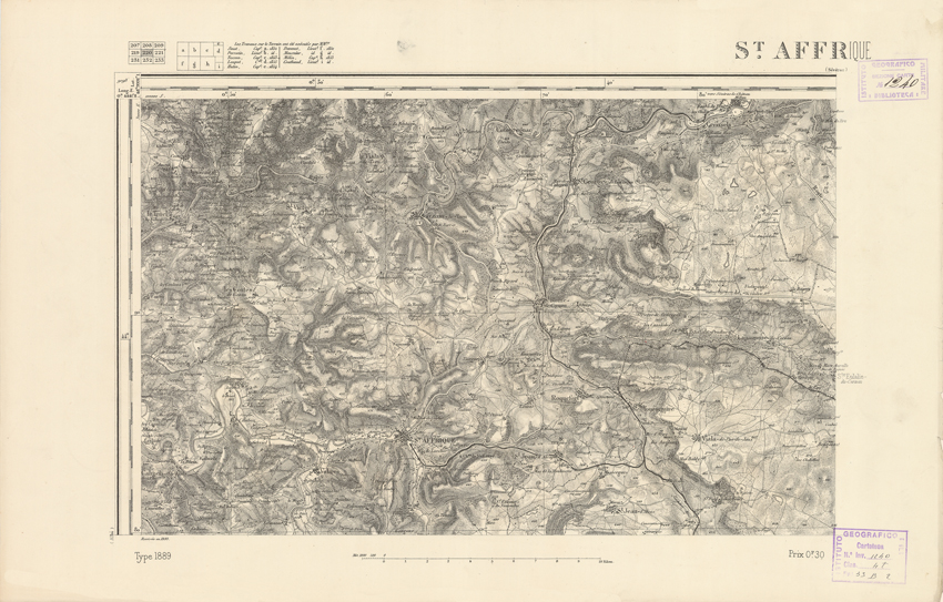 (N:22469) CARTE DE FRANCE - SAINT AFFRIQUE (B0019064) Carte e stampe antiche: riproduzione a colori su carta (formato A2)